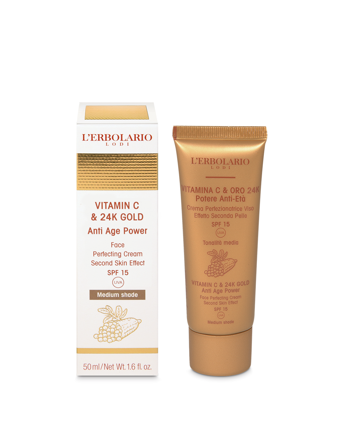 Crème visage Vitamine C & Or 24K - teinte moyenne